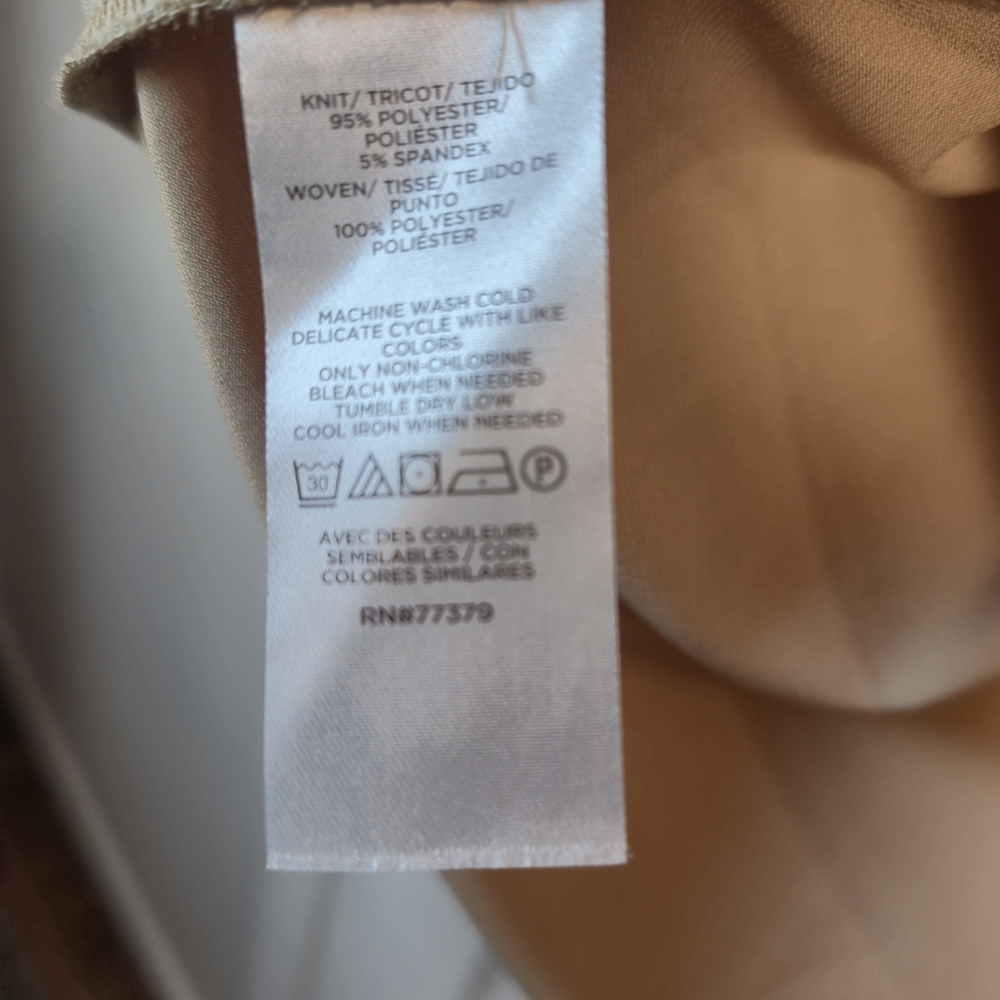 Ann Taylor Champagne Satin Peasant Blouse Boho Tie Neck Bishop Sleeve M - Picture 6 of 6